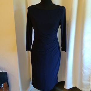 NWT Ralph Lauren Navy side cinched Midi dress